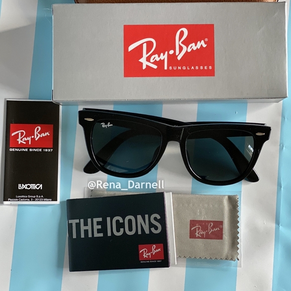 Ray-Ban Wayfarer RB2140 Black New - Picture 12 of 16